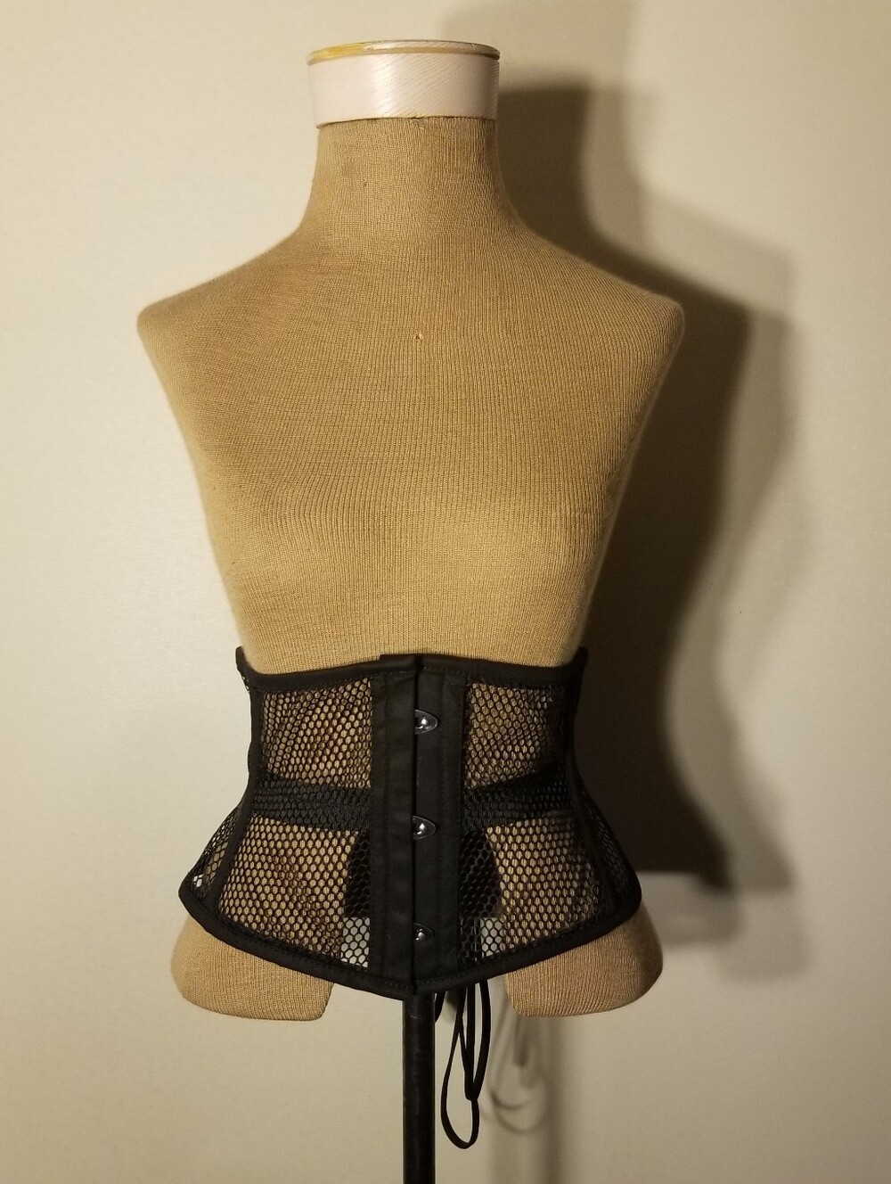 Mesh Steel Boned Black Fishnet Waist Training Corset By Corsets Island Size M
